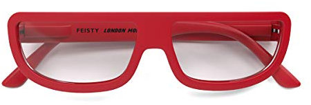 LONDON MOLE Eyewear - Feisty Blue Light Blocking Glasses - Rectangle/Square - Cool Blue Light - Anti-headache Computer & Gaming Glasses - Unisex - Matt Red