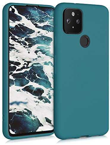 kwmobile Funda para Google Pixel 5 Carcasa - Ultrafina de TPU y Silicona con Bordes elevados anticaídas - petróleo Mate