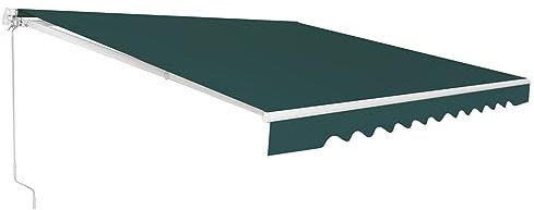 COSTWAY Tenda da Sole per Esterno Avvolgibile 3,6 x 3 M, Tenda da Sole a Bracci Estensibili con Telaio in Alluminio, Tettuccio Resistente al Sole e Impermeabile e Manovella (3,6 x 3 M, Verde)