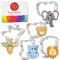 Zoo Faces Cookie Cutters 5-Pc. Set Made in The USA by Ann Clark, Giraffe, Lion, Hippo, Elephant, and Bear Faces