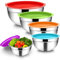 Homikit Rührschüssel, 5 Stück Edelstahl Schüssel Salatschüssel Set mit Deckel für Küche, Stapelbar, Vielseitigkeit, Spülmaschinenfest, 4.5 L / 2.7 L / 1.5 L / 1.2 L / 0.7 L