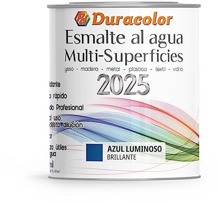 Esmalte al Agua Multi Superficie - Color Azul Luminoso - 750 ml - Acabado Brillante - Sin Olor - Resistente a Golpes, Roces y Manchas - Acción Antioxidante y de Rápido Secado - Duracolor