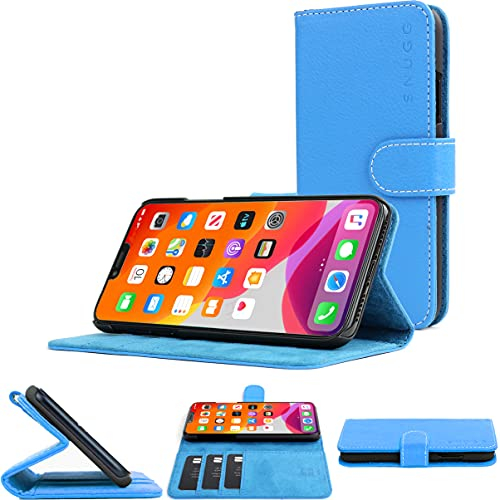 Snugg iPhone 13 Mini Wallet Case - Leder Card Case Wallet mit Handlicher Standfunktion - Legacy Series Flip Phone Case Cover in Electric Blue