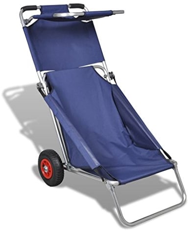 Susany Strandwagen Klappbar Strandstuhl Transportwagen Strandliege Bollerwagen mit Rädern Blau