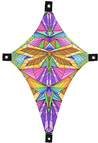 PSYWORK Schwarzlicht Segel Spandex | Drache S Neon Polygon Dragonfly | 0,55 x 1,10m | UV-aktiv | leuchtend | Wandtuch Wandbehang Stoff Neon Deko Party Tuch Tapestry Poster Psy Goa