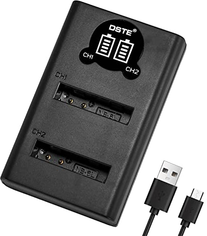 DSTE NB-6L Batterie USB Double Chargeur Rapide Compatible avec Canon PowerShot X500, SD3500, SD4000, is SX275, SX510, SX600, SX610, SX710