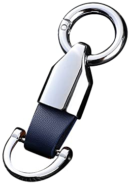 MoreChioce Schlüsselanhänger Leder Personalisiert, Retro Auto Schlüsselring Schlüssel Anhänger aus PU-Leder Schlüsselband Schlüssel Organizer Business Geschenk für Männer und Frauen,Blau