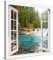 PICANOVA – Leinwandbild Waldfluss Wasserfall Fenster 80x80cm – Premium Leinwanddruck – Wandbild Kunstdruck Auf 2cm Holz-Keilrahmen Für Schlaf- Und Wohnzimmer Wanddekoration – Kollektion Wald