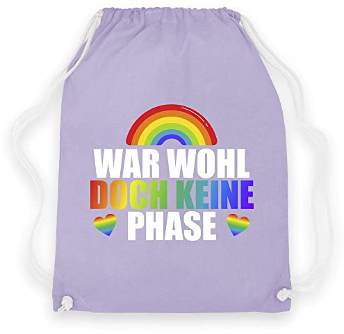 wowshirt Turnbeutel Gymsack War Wohl Doch Keine Phase Regenbogen LGBT LGBTQ Schwul, Farbe:Lavander