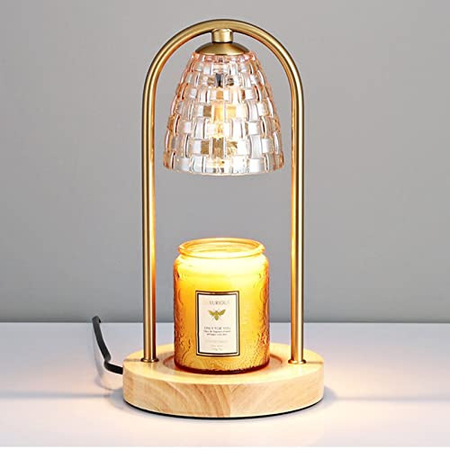 Elektrischer Kerzenwärmer für Duftkerzen, dimmbar, Kerzenlicht, Schmelzer, Kerzenwachswärmer, Lampe mit 2 Glühbirnen, Top-Down-Kerze, schmelzend, flammenlos, Duftwachslampe für Heimdekoration (Gold)