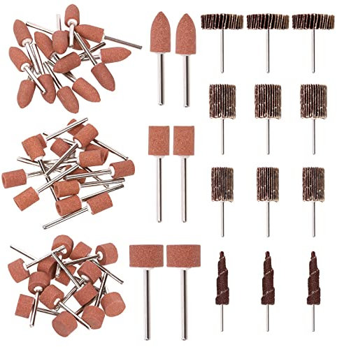 Glarks Lot de 54 forets abrasifs pour meulage et ponceuse à lamelles abrasives Grain 80 avec tige de 0,3 cm pour outil rotatif