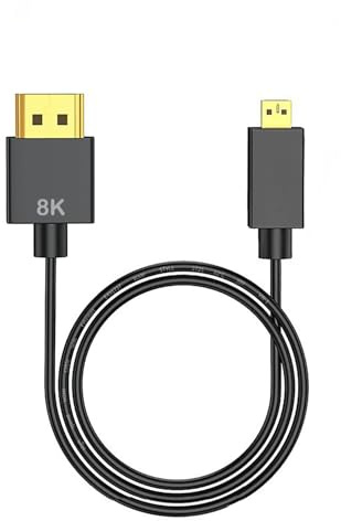 SkyeySnail Câble HDMI 8K haute vitesse 48 Gbit/s, type A vers D, micro HDMI 2.1, ultra fin, hyper super flexible, diamètre < 3,6 mm, eARC, pour PS5, Xbox One, GH5S, 8KUHD TV, appareil photo 1 m