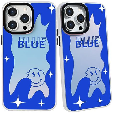 SharkProten Case for iPhone X/XS/iPhone 10 Phone Case Cover Holographic Laser Bling Kawaii Pattern TPU PC Shockproof Anti-Scratch Bumper Phone Shell for Women Girls Female Femininity 5.8 Inch Blue