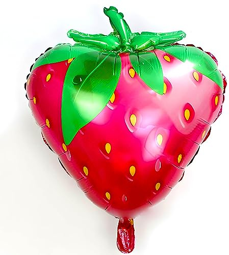 Folienballon in Erdbeerform, Rosa, Lebensmittel-Themenparty, Dekoration, Kindergeburtstag, Baby-Dusche, Frucht-Motiv, Helium oder Luftfüllung, ca. 55 * 72 cm, langlebig und wiederverwendbar