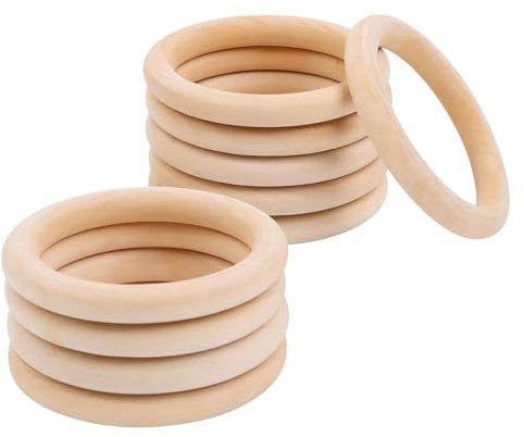 CLKE 10 Stück Ringe aus Naturholz, Kreis aus Lotusholz, Makramee, Holzfarben, für DIY-Accessoires, Handtaschen-Schlaufen, Vorhangschlaufen, Traumfänger (60 x 10 mm) (70 mm)