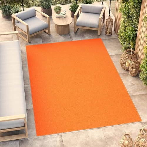 TAPISO Mono Teppich Kurzflor Indoor Outdoor UV-beständig Orange Einfarbig Wohnzimmer Schlafzimmer Kinderzimmer Modern Design ÖKO-TEX 300 x 400 cm