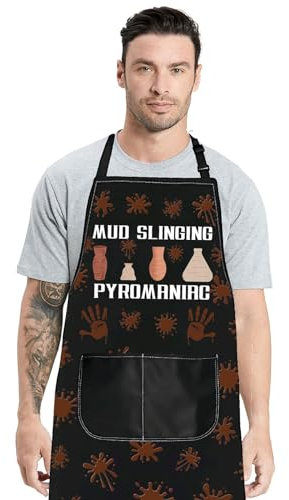 JNIAP Pottery Apron With Pockets Pottery Artist Apron Clay Pottery Apron Ceramic Artist Apron Pottery Teacher Apron, Mud Slinging, Large