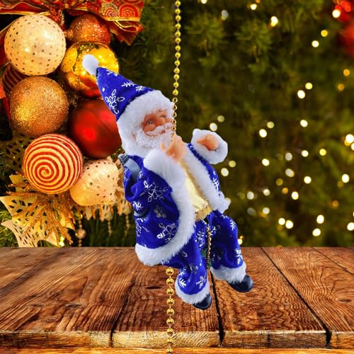 Imtrub Kletternder Weihnachtsmann am Seil Deko,Kletternder Weihnachtsmann Santa Crawl,Elektrisch Weihnachtsmann Auf Leiter Kletternder für Weihnachtsbaum Innen Geschenk,Lustiger,Geschenkdekoration