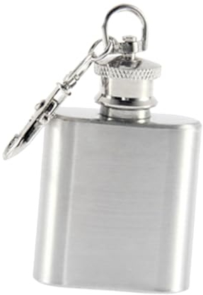 ABOOFAN 1 Hip Flask with Keychain Stainless Steel Hip Flask Pocket Flask Whiskey Bottle Flat Lid Jug with Keychain Key Chain Small Flagon
