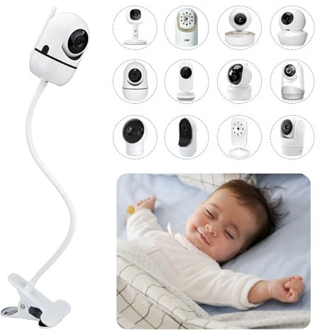 Flexible Babyphone-Clip-Halterung für Nanit Pro, Infant Optics DXR-8 Pro, Owlet, Eufy, HelloBaby, Motorola, Vtimes, Baby Ganibs, Arenti, VTech, Babysense und andere Babykamera mit 1/4 Gewindeloch