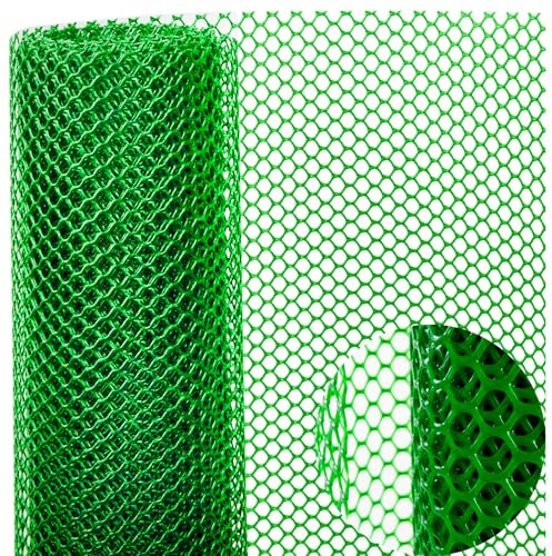 Plastic Chicken Wire Mesh Roll 3m Plastic Mesh Fencing Poultry Breeding Netting Garden Balcony Fence Mesh for Home Décor and Gardening, Temporary Fencing for Yard (40cm x 3m, Green)
