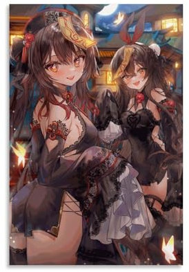 FBBINKA Game Genshin Impact Hu Tao Keqing Wohnzimmer-Dekor, moderne ästhetische Wandkunst, Poster, Geschenk für Freunde, ungerahmt, 30 x 45 cm