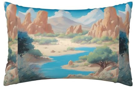 Oasis in the Desert Satin-Kissenbezug, Sofa-Kissenbezug mit verdecktem Reißverschluss, Haarpflege, Kunstseide, 50,8 x 76,2 cm, 1 Stück