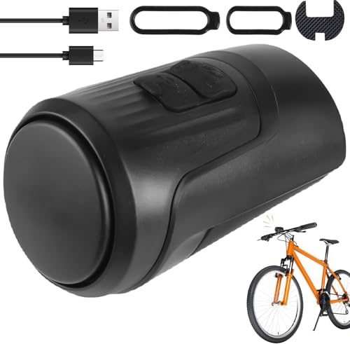 Vaileal Fahrradklingel Elektrisch, Mountainbike Anti-Diebstahl-Alarm, Fahrradklingel Mountainbike, Fahrradhupe Elektrisch 125 dB, Fahrradglocke USB Wiederaufladbar für Rennrad Radfahren