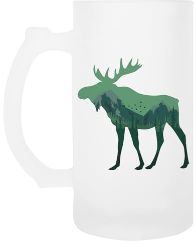 OLDRYTEE Elchliebhaber Elch Geschenktier Transparenter Becher Mit Biergriff Aus Glas