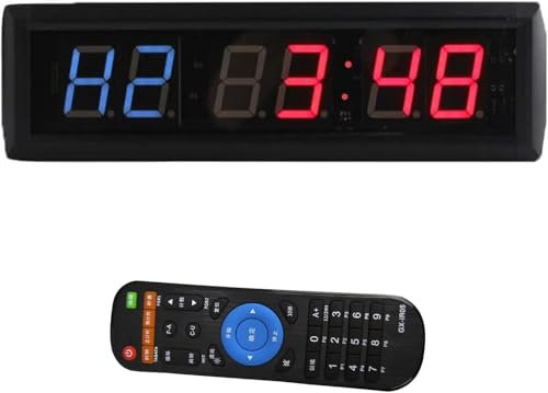 Fitness Minuteur Timer D'intervalle avec Télécommande, 1,8 Pouces Timer Sport Minuteur avec Chronomètre Minuteur de Sport pour l'extérieur. Horloge Murale Numérique à LED