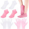 4 Pairs Silicone Moisturizing Gloves & Socks Set Anti Slip Spa Socks and Gloves 2 Colors Hands Feet Skin Care High Elasticity Reusable Gloves and Socks for Foot Hand Softening, Dry Cracked