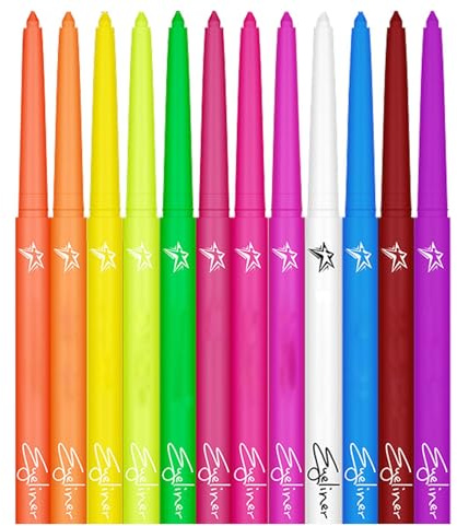 Buntes Eyeliner-Set, farbiger Eyeliner-Set, fluoreszierender UV-Eyeliner mit 12 Farben, wasserfest, schnell trocknend, Augen-Make-up-Set