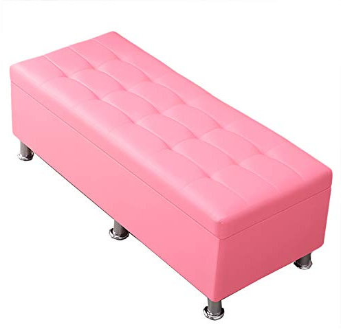 Sgabello da letto grande, sgabello in pelle con contenitore a conchiglia, dotato di un divano doppio e panca +++ (colore: nero, dimensioni: 100x50x40cm) (colore: rosa, dimensioni: 100x50x40cm) Keep it