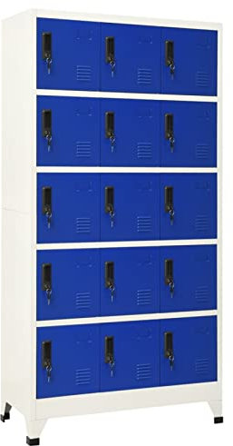 Xichuzi Schließfachschrank, Wertfachschrank, Schließfächer, Metallschrank, Personalschrank, Spind Schrank, Stahlspind, Metallspind, Self-Storage-schließfach, Grau und Blau 90x40x180 cm Stahl