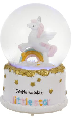 Cabilock Bola De Cristal Musical De Unicornio Decoración De Escritorio Adorno De Bola De Cristal