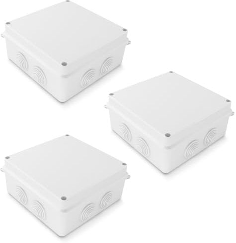 MidGard Aufputz-Abzweigkasten, Abzweigdose, Installationsgehäuse, Spritzwasser- und Staubschutz nach IP 65, schraubbarer Deckel, 3 Stück 150x150x70