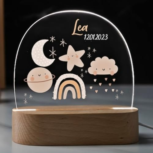 Fallover Personalisiertes Nachtlicht für Babys – LED Lampe mit süßem Tiermotiv und Namen für das Geschenk, Nachttischlampe für das Kinderzimmer - Geschenk für Kinder Babys, Baby Geschenk