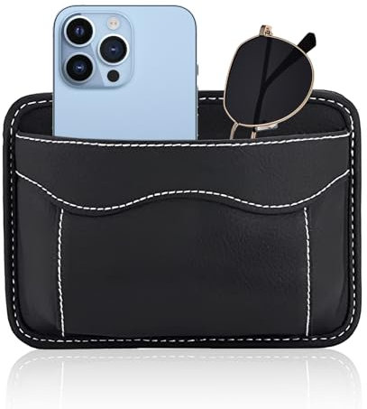 Wisebom Organizador Lateral para Asiento de Coche, Mini Box de Almacenamiento de Coche de Cuero PU, Bolsa Lateral de Organizador para Asiento de Coche Para Llaves, Moneda, Gafa, Carpetas, Negro