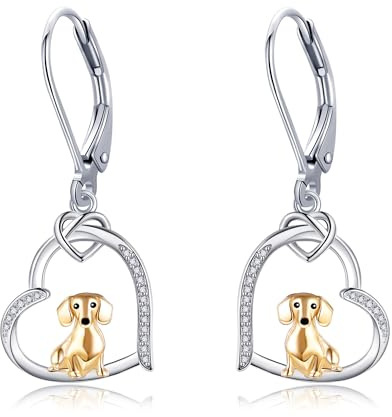 DAYLINLOVE Dackel Ohrringe 925 Sterling Silber/Rossvergoldet/Vergoldet Dackel Ohrringe Herz Hund Schmuck Geschenke für Frauen Mutter Ehefrau Dackel Liebhaber
