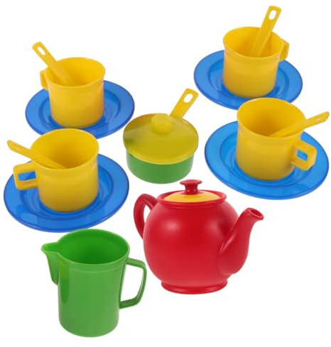 Yardwe 1 Juego Juego de té para Muebles en Miniatura decoración de la casa en Miniatura pequeña Tetera Juego de la Hora del té Adornos de casa de Juguete el plastico