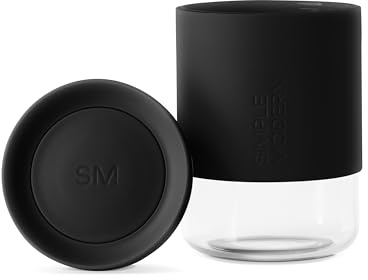 Simple Modern Glass Coffee Mug with 360° Lid | 12oz | Black | Clarity Cup Glass Tumbler with Silicone Sleeve | Travel Coffee Mug for Hot Coffee, Tea, & Cold Brew | Midnight Black