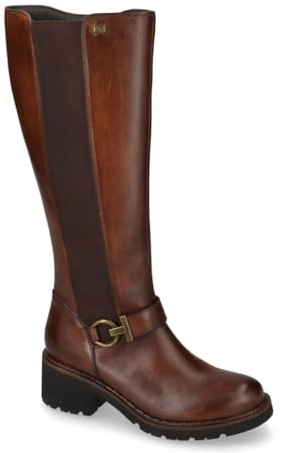 Valleverde 17120 Stivali Casual Donna Pelle Marrone Tacco Grosso 5Cm Suola Gomma Gambale Ginocchio