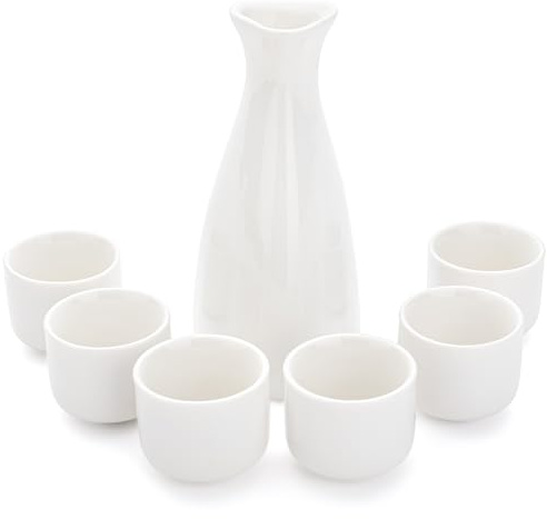 Karemik - Juego de sake Pot con 6 vasos de sake (blanco)