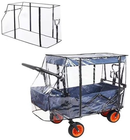 Universal Bollerwagen Regenschutz - 110x75x51CM Transparent Regenverdeck mit Reißverschluss, Regenverdeck,Bollerwagen Zubehör, für Regenplane Klappbaren bollerwagens Campingwagen Handwagen Kinder