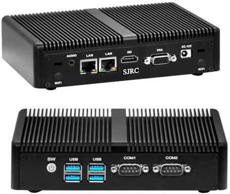 SJRC Fanless Mini PC, Core i5-4200U Industrial Micro Computer, Dual Gigabit RJ45 LAN Ports, 2 x RS232 COM, Embedded Linux miniPC, 8GB RAM 256GB mSATA SSD, HD + VGA, Mini PCIe