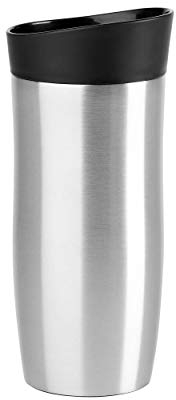 Emsa 517811 Travel Mug with Quick Press Closure, 100% Leak Proof Brushed Stainless Steel City Mug