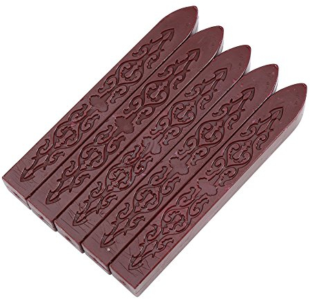 Akozon Siegellack Stick, 5 Teile/satz Siegellack Stick Schmelz Stöcke Versiegelung zur DIY Manuskript Handwerk Umschlag Wachs Siegelstempel(Dunkelrot)
