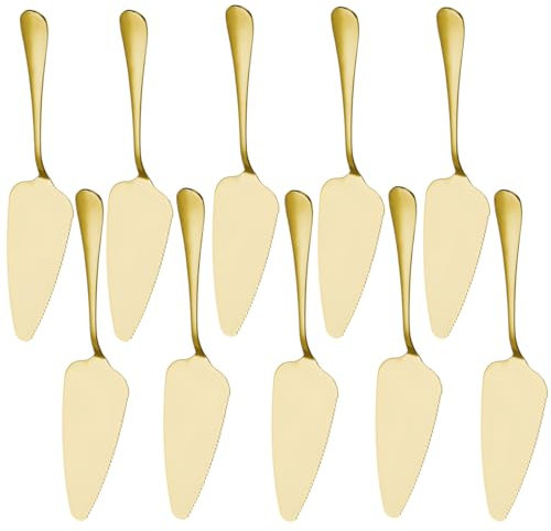 Ymeibe Lot de 10 pelles à gâteau tout-en-un en acier inoxydable pour fête et usage quotidien, passe au lave-vaisselle (doré)