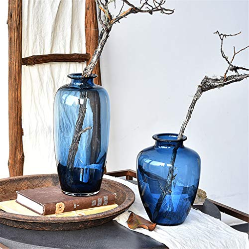 Bottiglia Flower Bud vasi antichi di vetro trasparente blu bottiglie alte Fiore Vaso di vetro for la decorazione domestica Centrotavola decorativi fatti a mano rustico floreale Vasi Vintage sguardo