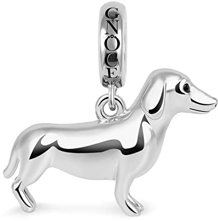 GNOCE Polierte Dackel Charms Anhänger aus 925 Sterling Silber Hund Tiere Charm Perle Passt Alle Armbänder und Halsketten Bestes Geschenk für Familie und Freunde (Dackel)
